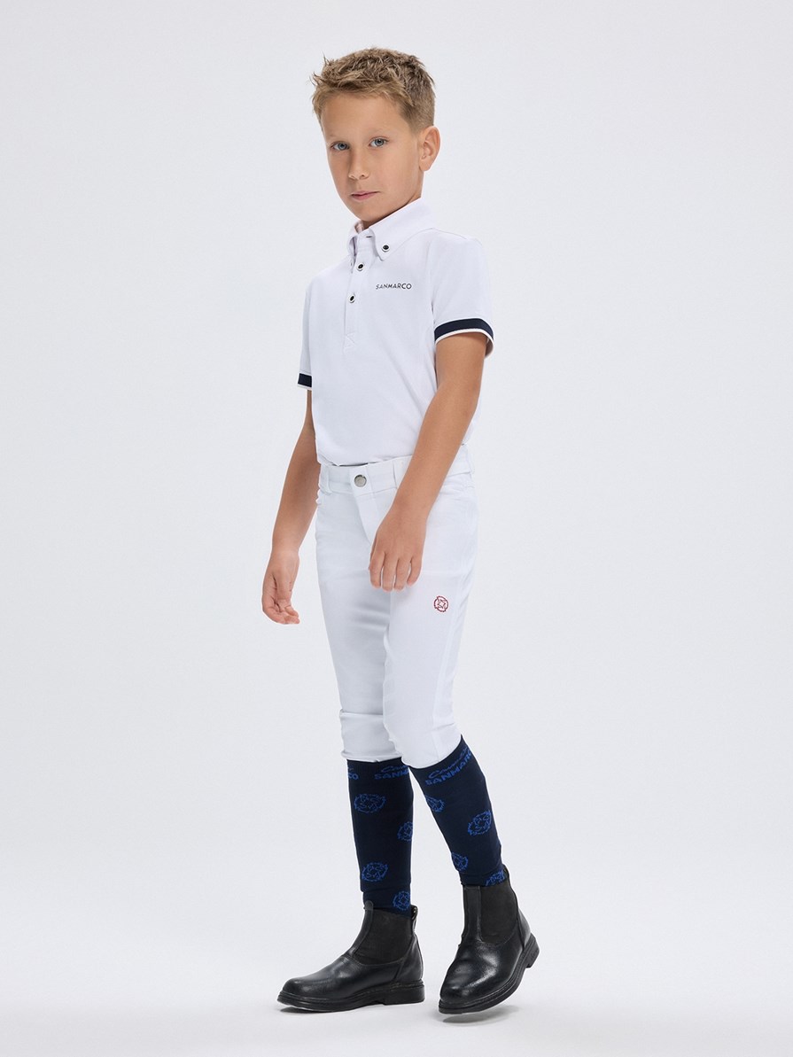 ENZO-JR WHITE POLO DA CONCORSO RAGAZZO MANICA CORTA 