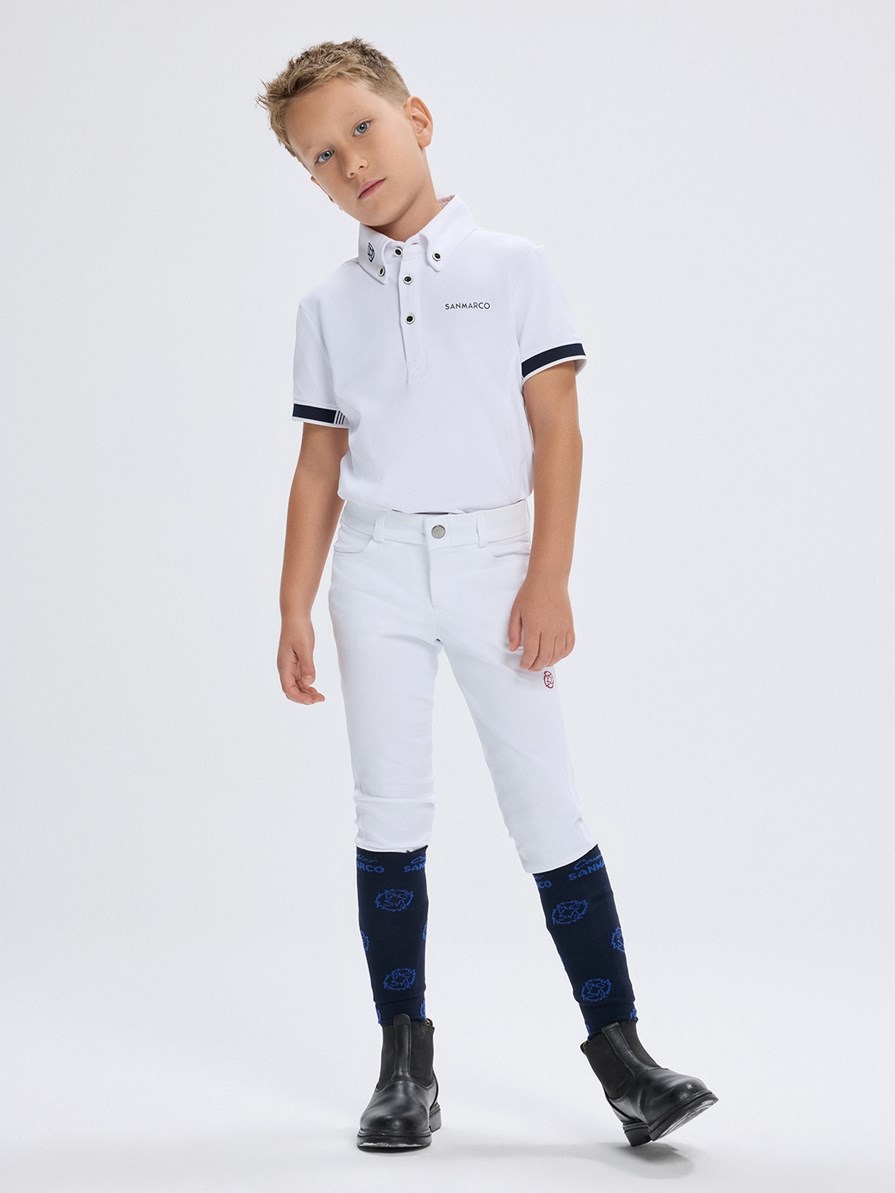 ENZO-JR WHITE POLO DA CONCORSO RAGAZZO MANICA CORTA 