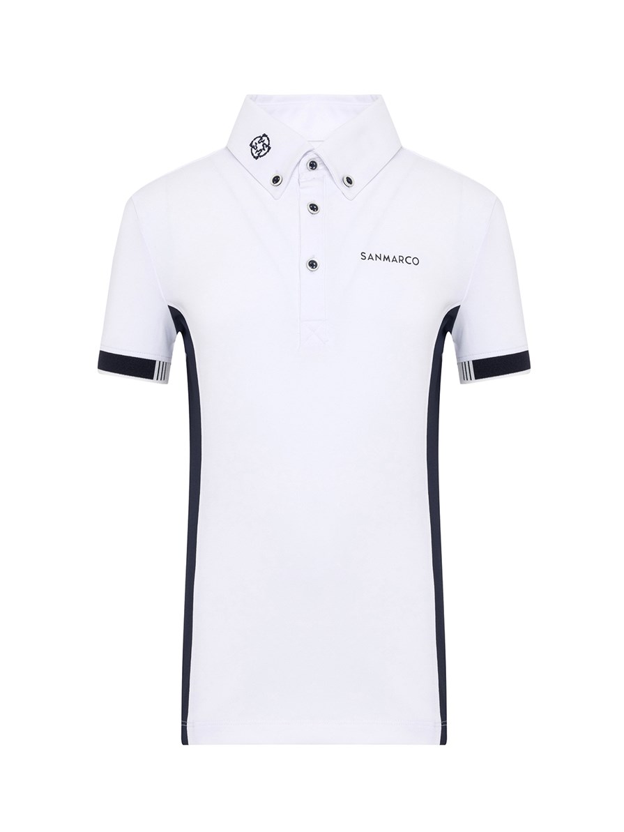 ENZO-JR WHITE/NAVY BOY'S COMPETITION POLO SHORT SLEEVE