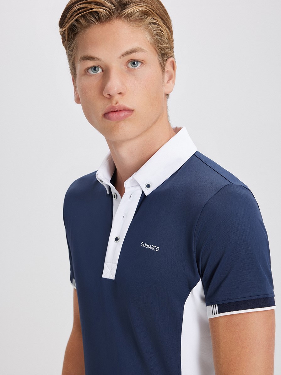 ENZO NAVY/WHITE POLO DA CONCORSO UOMO MANICA CORTA