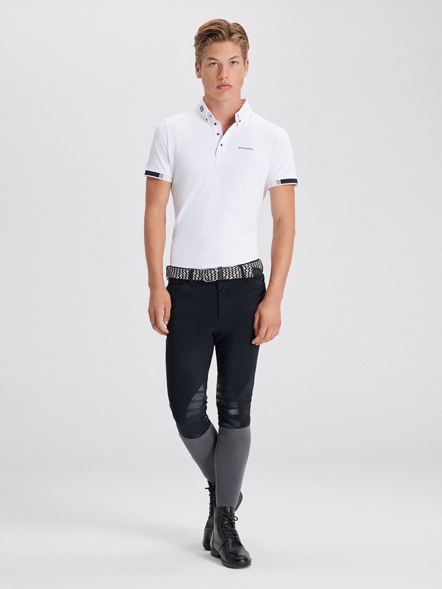 ENZO WHITE MEN'S COMPETITION POLO SHORT SLEEVE