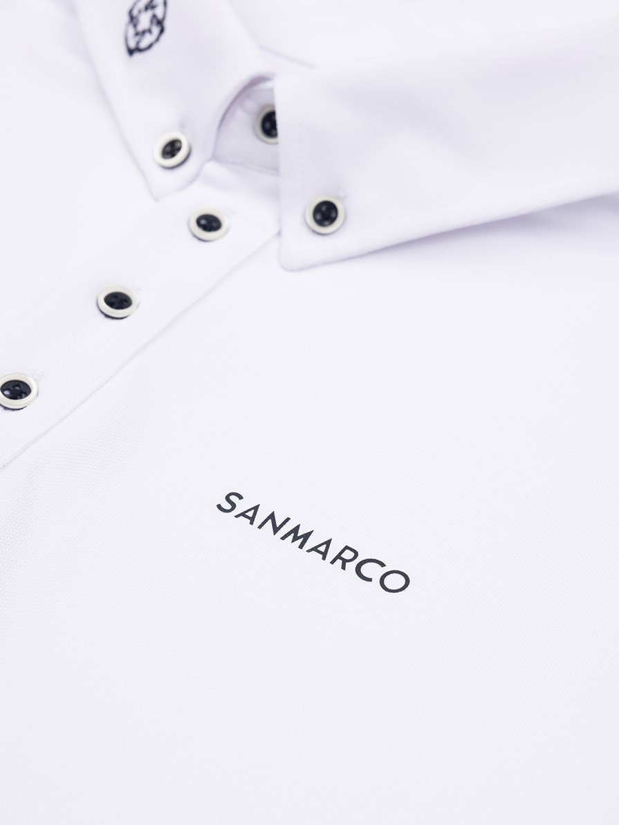 ENZO WHITE/NAVY MEN'S COMPETITION POLO SHORT SLEEVE