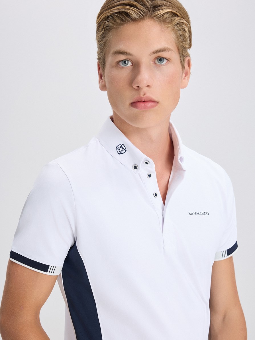 ENZO WHITE/NAVY MEN'S COMPETITION POLO SHORT SLEEVE