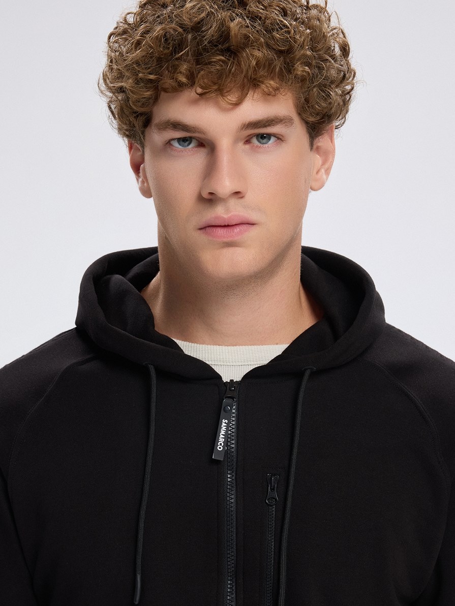 FIRENZE BLACK UNISEX ZIP-UP HOODIE