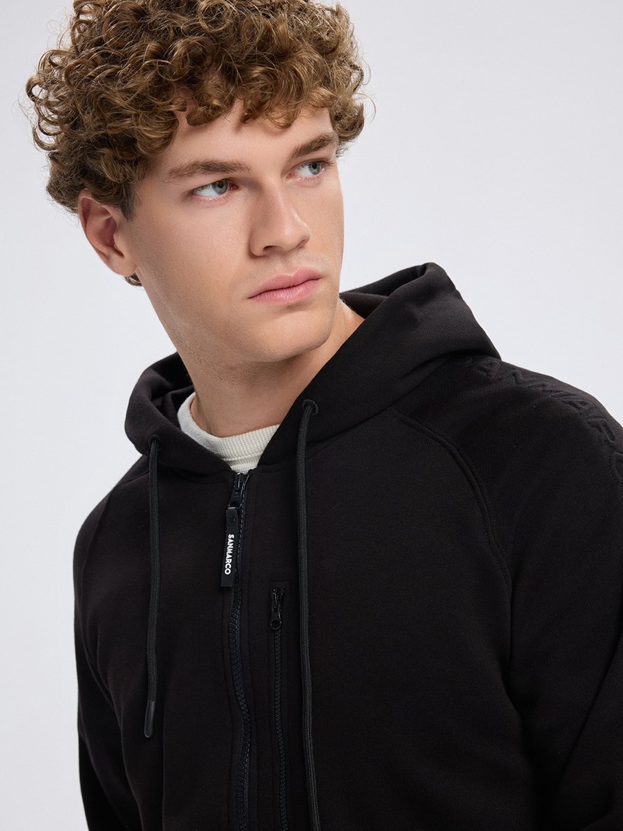 FIRENZE BLACK UNISEX ZIP-UP HOODIE