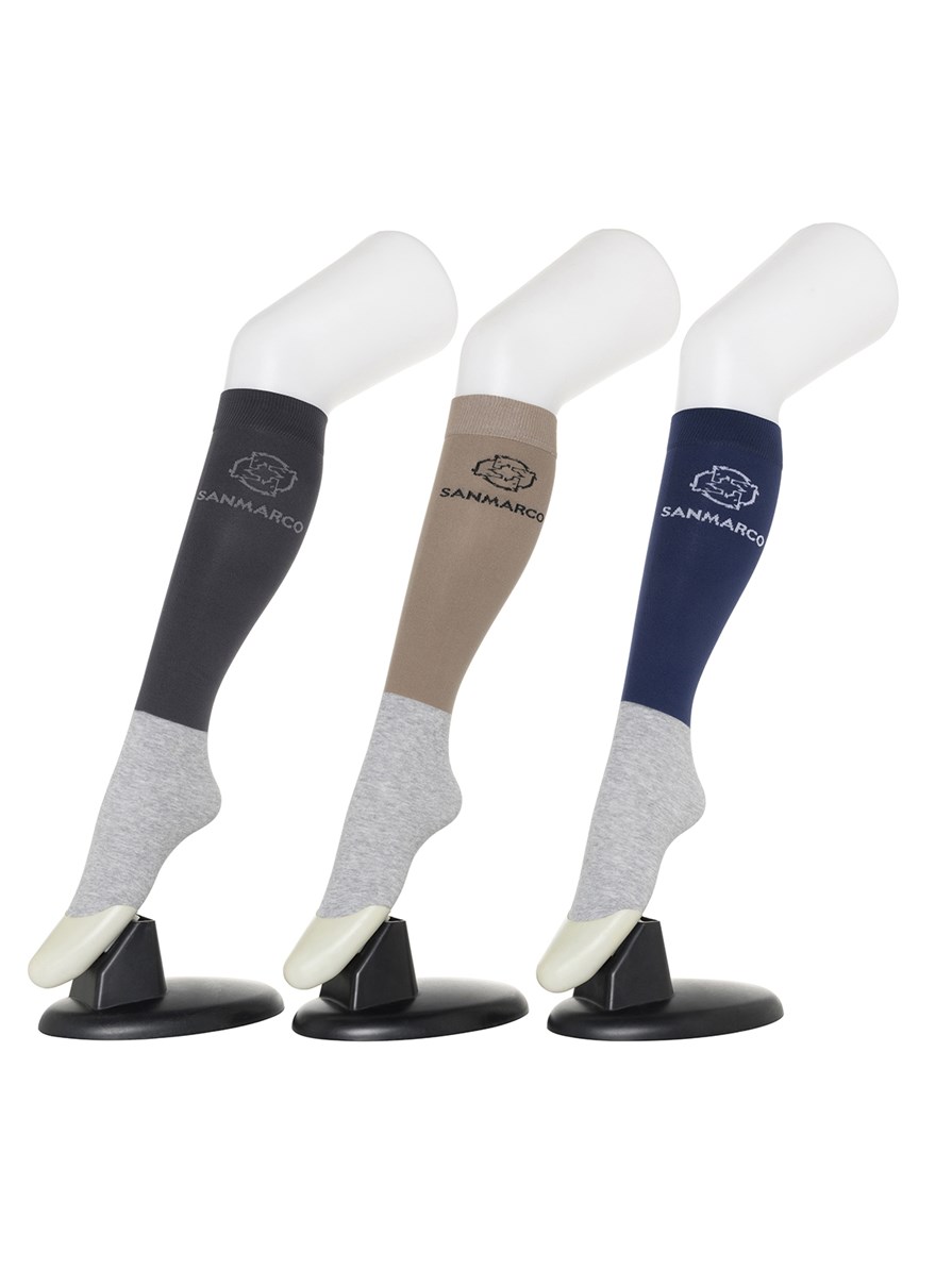 FONDI-3XB SET #3/D.Gray;Beige,Royal Blue WOMEN'S ALL-SEASON RIDING SOCKS 3 PACK BUNDLE 