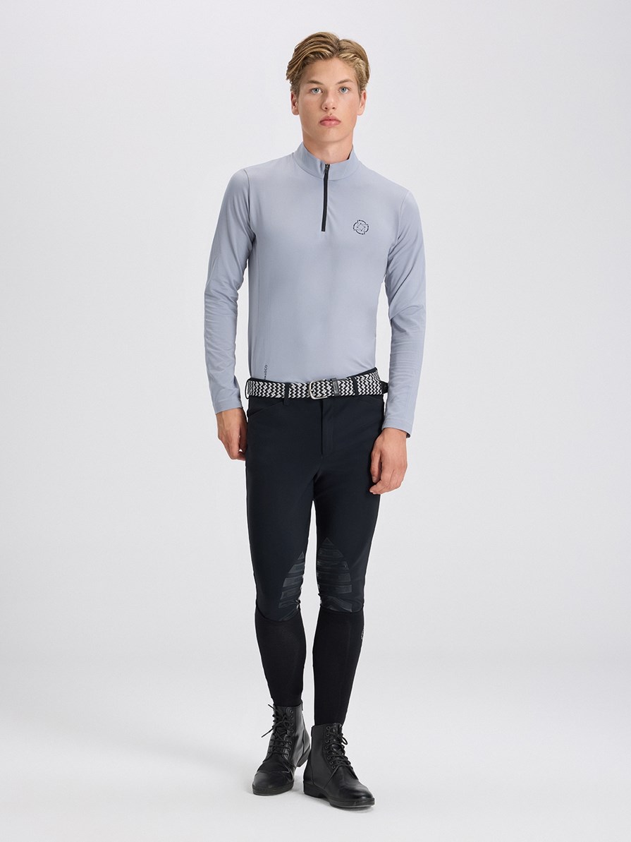 HELSINKI LIGHT GRAY MAGLIETTA MANICA LUNGA  UOMO QUARTER ZIP