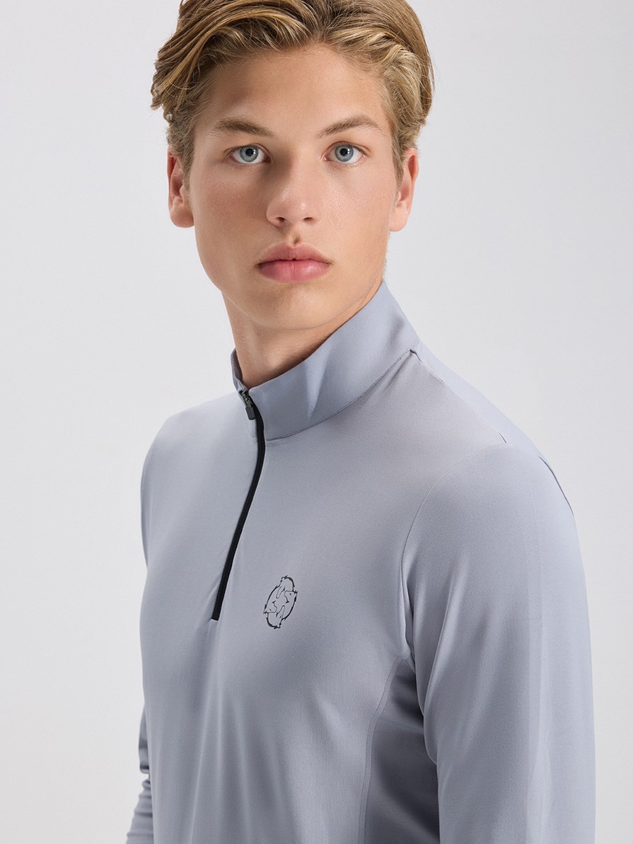 HELSINKI LIGHT GRAY MAGLIETTA MANICA LUNGA  UOMO QUARTER ZIP