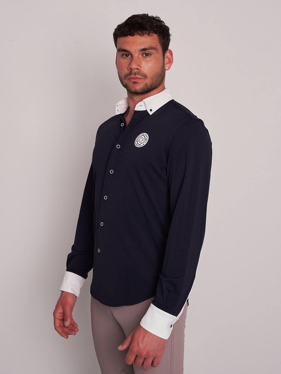 LUGANO NAVY/WHITE MEN'S COMPETITION SHIRT LONG SLEEVE B.D. COLLAR