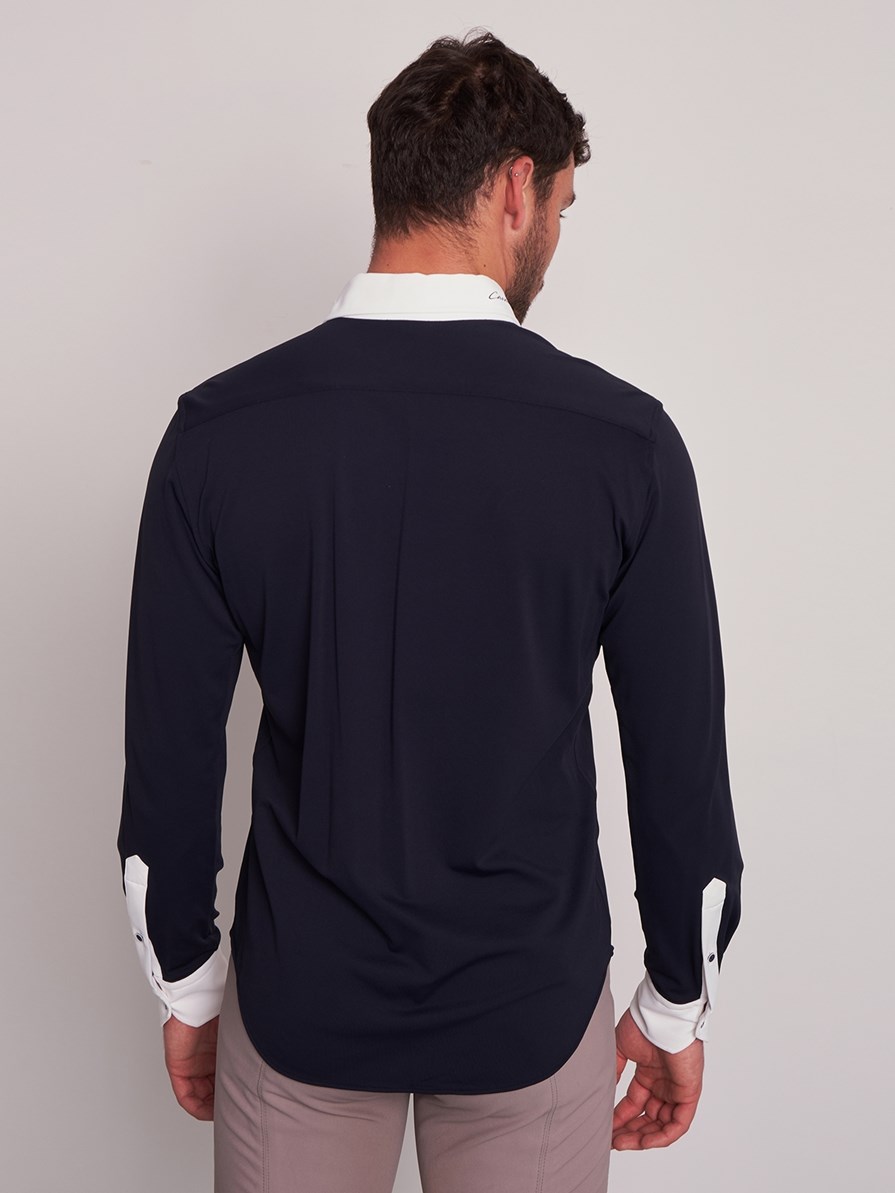 LUGANO NAVY/WHITE MEN'S COMPETITION SHIRT LONG SLEEVE B.D. COLLAR