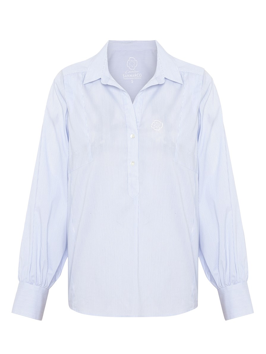 MARBELLA WHITE/BLUE WOMEN'S LONG SLEEVE CASUAL SHIRT