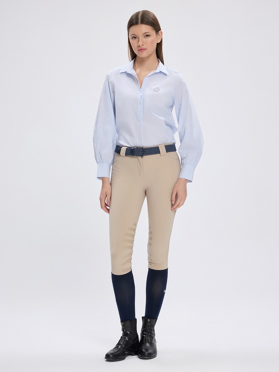 MARBELLA WHITE/BLUE WOMEN'S LONG SLEEVE CASUAL SHIRT 