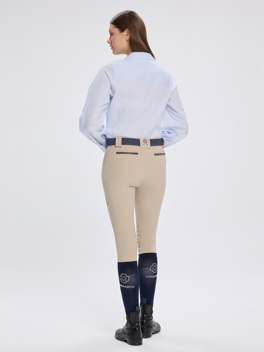 MARBELLA WHITE/BLUE WOMEN'S LONG SLEEVE CASUAL SHIRT 