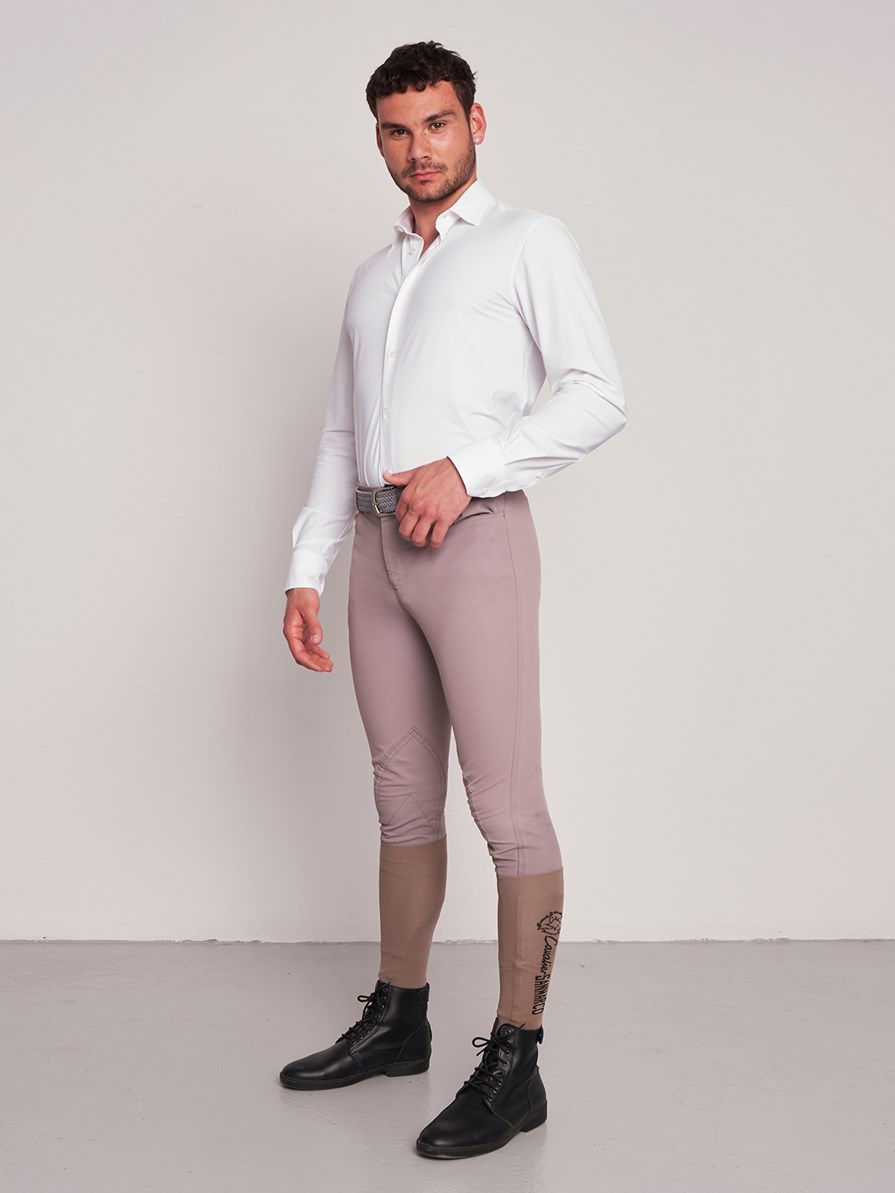 MENDERISO WHITE MEN'S COMPETITION SHIRT LONG SLEEVE SPREAD COLLAR