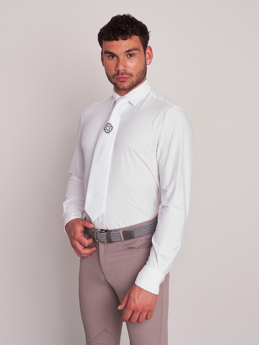 MENDERISO WHITE MEN'S COMPETITION SHIRT LONG SLEEVE SPREAD COLLAR