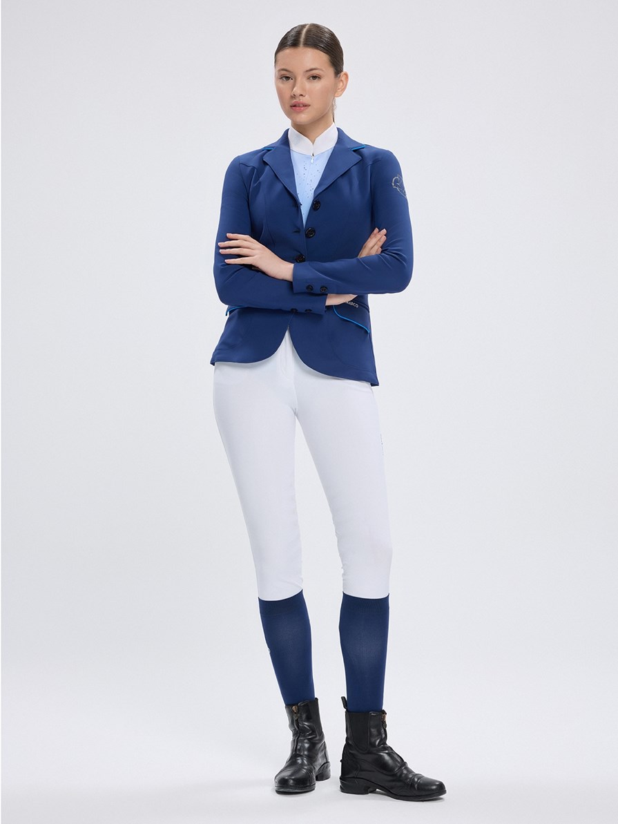 MINERVA CELESTIAL BLUE POLO DA CONCORSO DONNA MANICA CORTA CON DETTAGLIO STRASS 