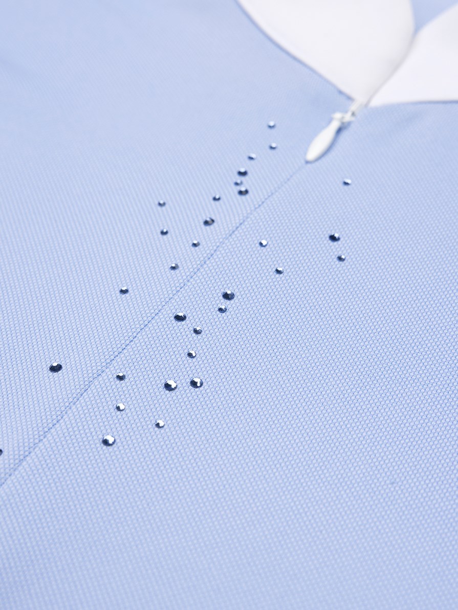 MINERVA CELESTIAL BLUE POLO DA CONCORSO DONNA MANICA CORTA CON DETTAGLIO STRASS 