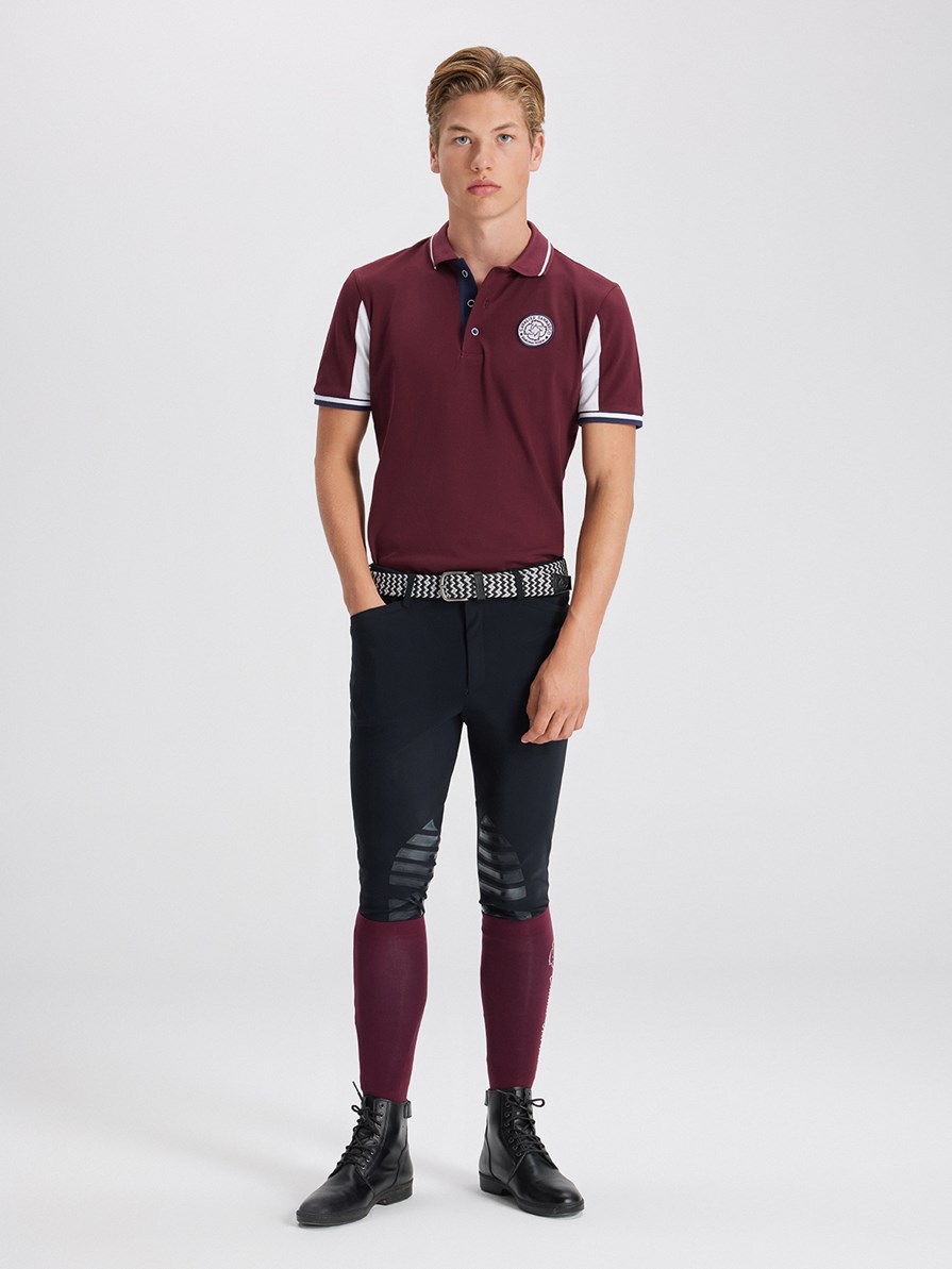 MONTANA BORDEAUX/WHITE MEN'S SOFT TRAINING POLO SHORT SLEEVE