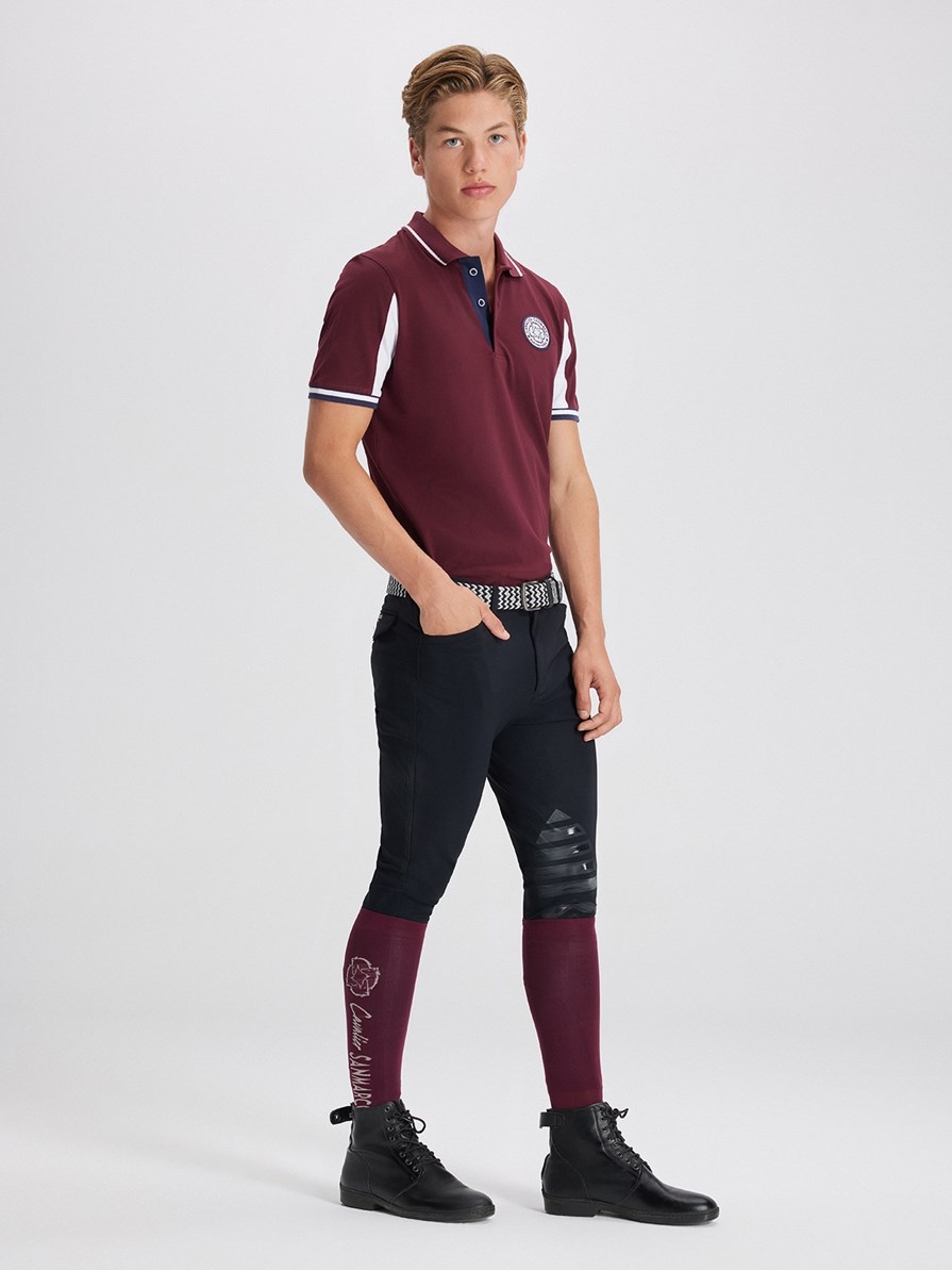 MONTANA BORDEAUX/WHITE MEN'S SOFT TRAINING POLO SHORT SLEEVE