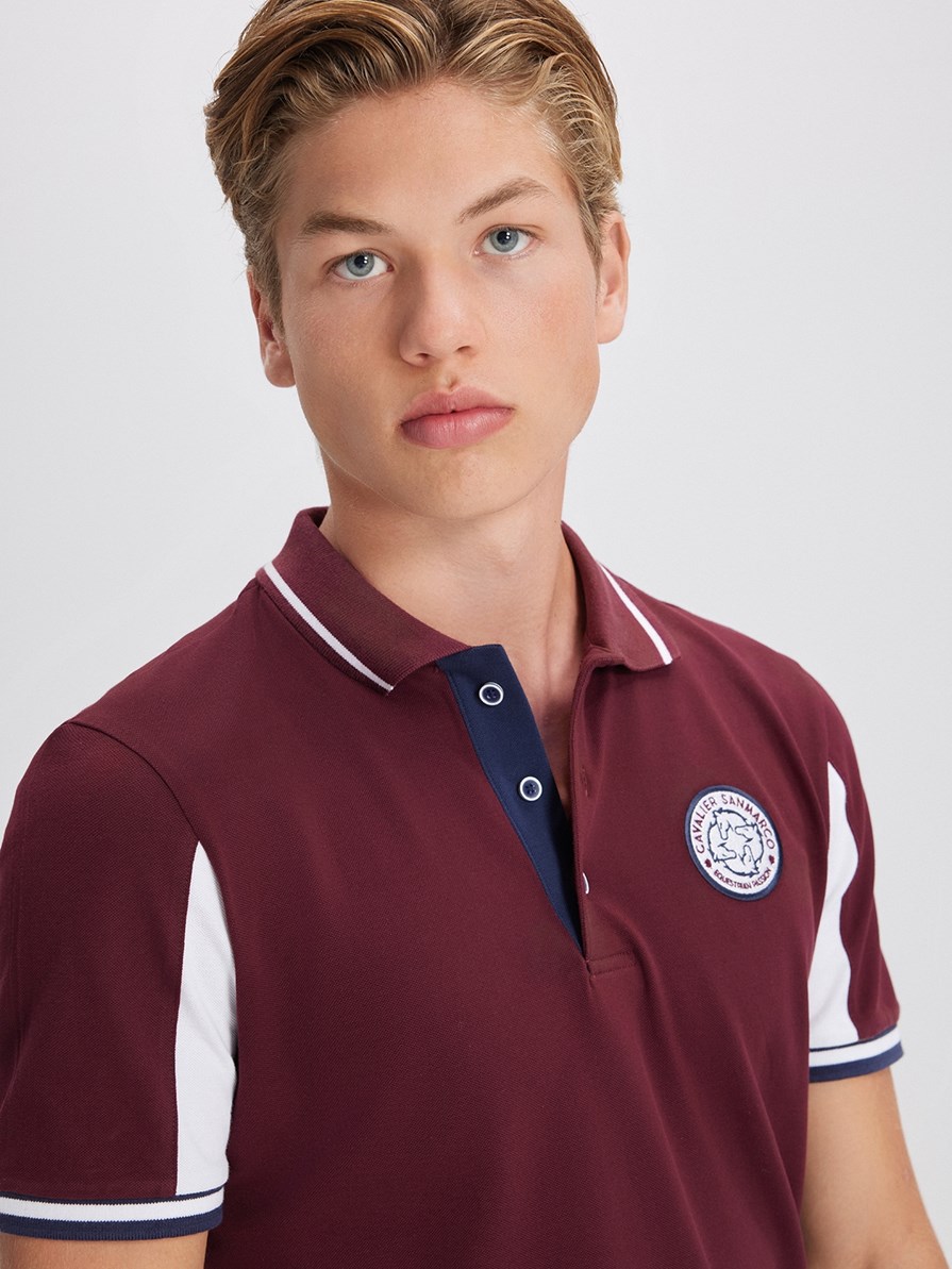 MONTANA BORDEAUX/WHITE MEN'S SOFT TRAINING POLO SHORT SLEEVE