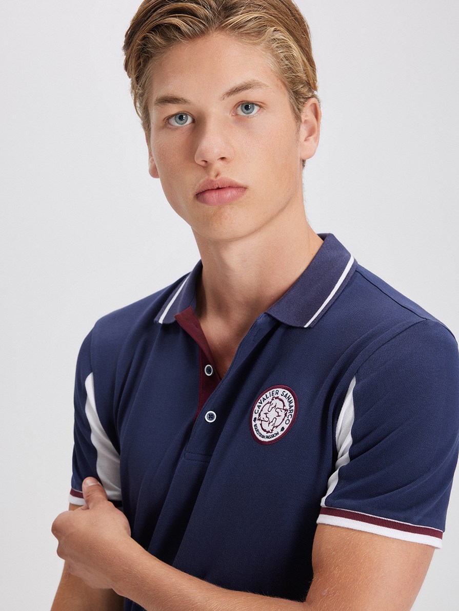 MONTANA NAVY/WHITE MEN'S SOFT TRAINING POLO SHORT SLEEVE