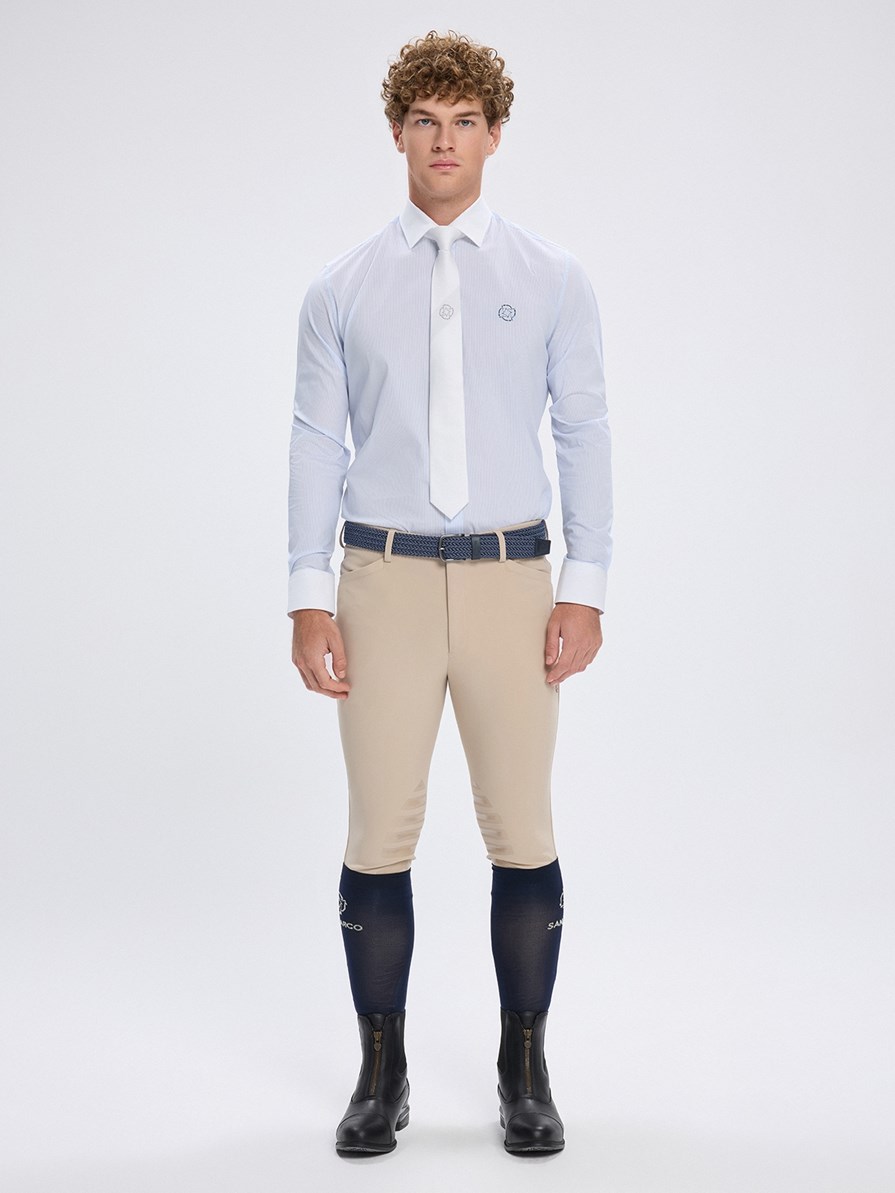 NAPOLI WHITE/BLUE CAMICIA DA CONCORSO PER UOMO MANICA LUNGA COLLO FRANCESE 