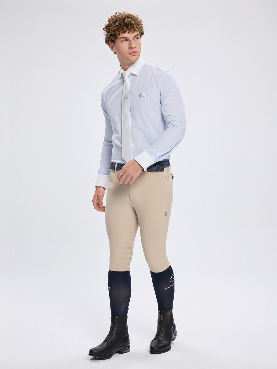 NAPOLI WHITE/BLUE CAMICIA DA CONCORSO PER UOMO MANICA LUNGA COLLO FRANCESE 
