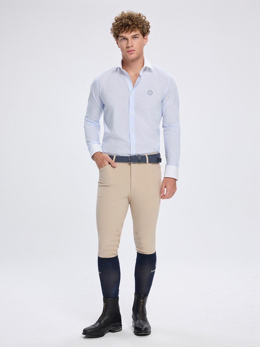 NAPOLI WHITE/BLUE CAMICIA DA CONCORSO PER UOMO MANICA LUNGA COLLO FRANCESE 