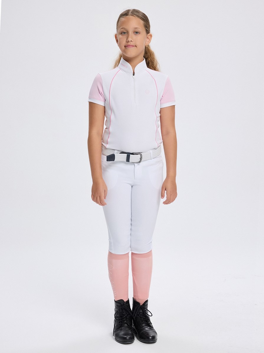 NINA PINK/WHITE GIRL'S COMPETITION POLO SHORT SLEEVE 