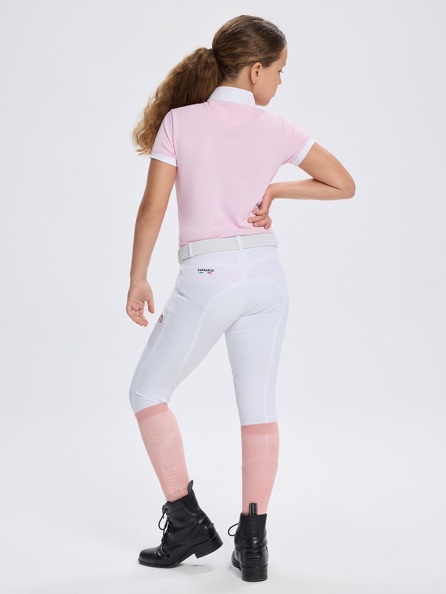 NINA PINK/WHITE GIRL'S COMPETITION POLO SHORT SLEEVE 