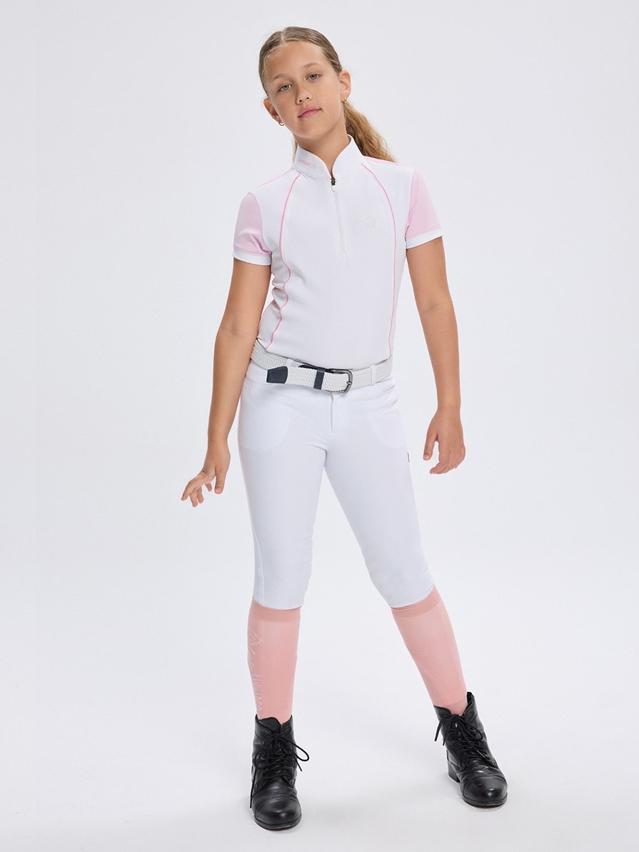NINA PINK/WHITE GIRL'S COMPETITION POLO SHORT SLEEVE 