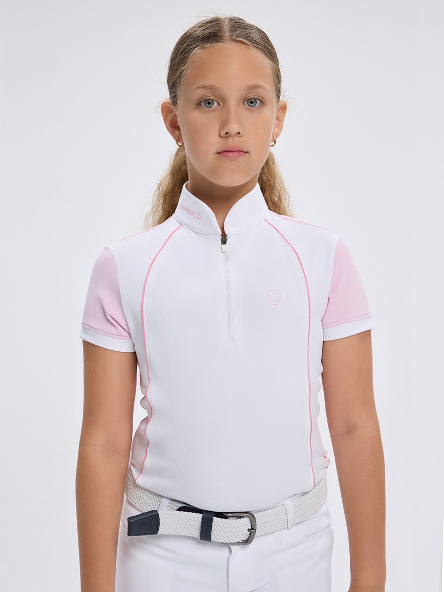 NINA PINK/WHITE GIRL'S COMPETITION POLO SHORT SLEEVE 
