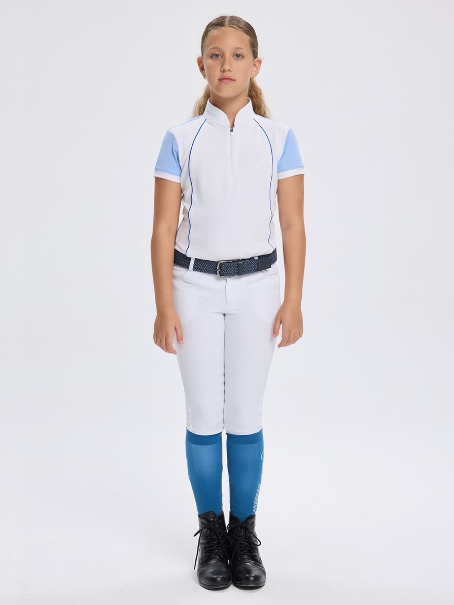 NINA SKY BLUE/WHITE GIRL'S COMPETITION POLO SHORT SLEEVE 