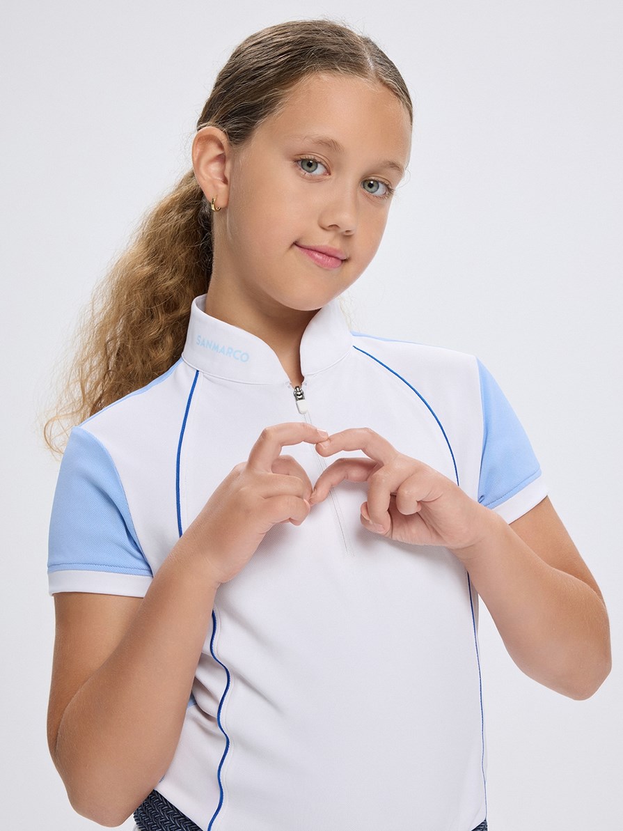 NINA SKY BLUE/WHITE GIRL'S COMPETITION POLO SHORT SLEEVE 