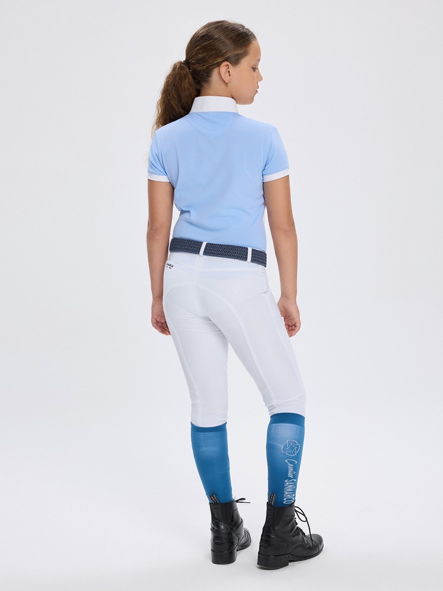 NINA SKY BLUE/WHITE GIRL'S COMPETITION POLO SHORT SLEEVE 