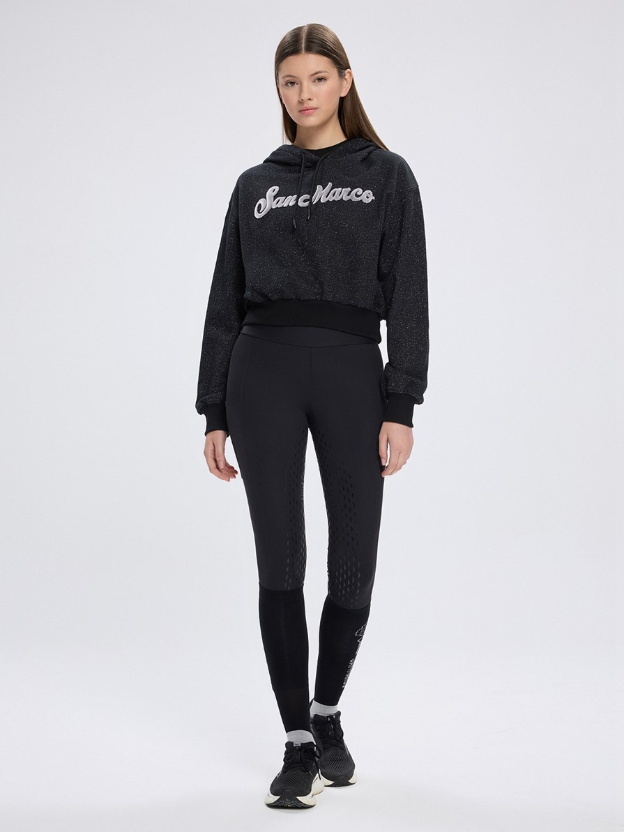 OLBIA BLACK/SILVER WOMEN'S CROP HOODIE
