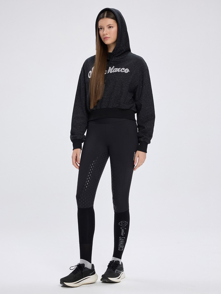 OLBIA BLACK/SILVER WOMEN'S CROP HOODIE