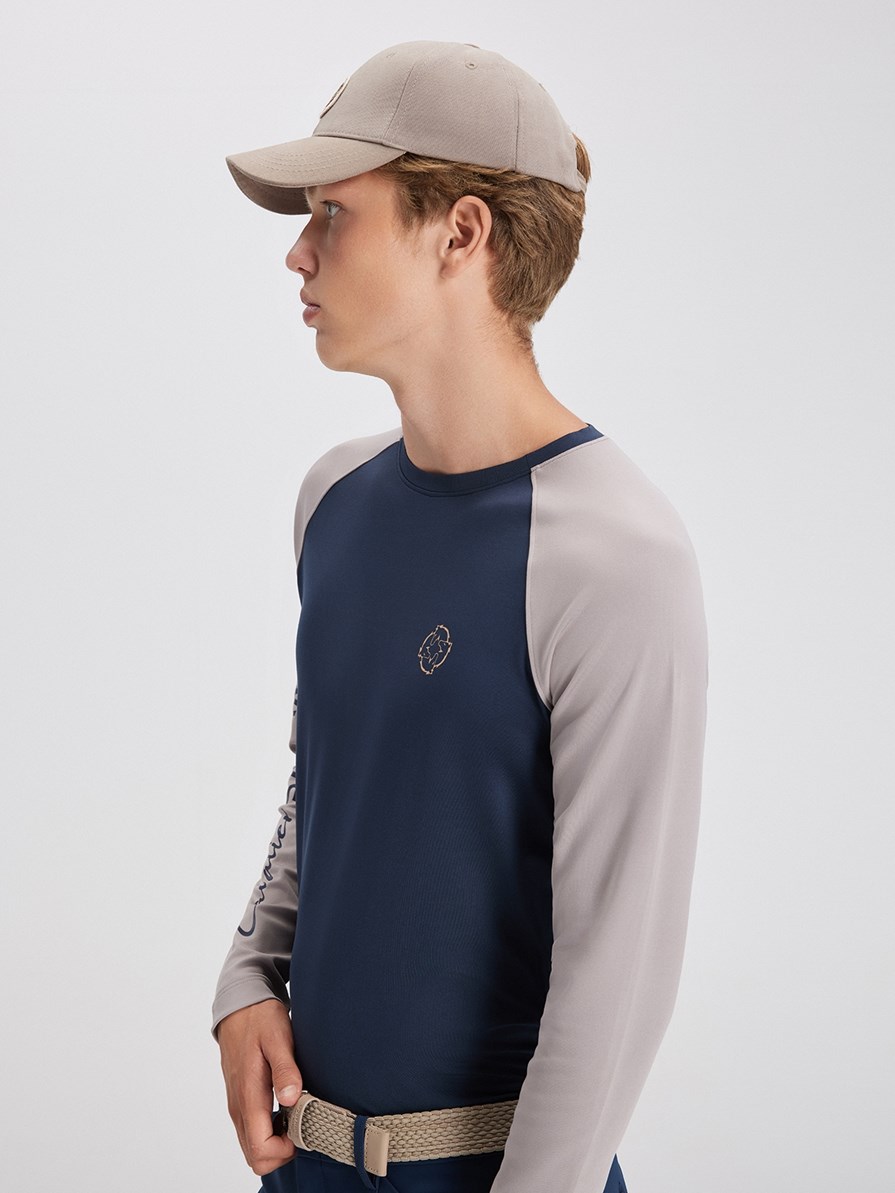 OSLO NAVY/BEIGE MAGLIETTA MANICA LUNGA DA UOMO