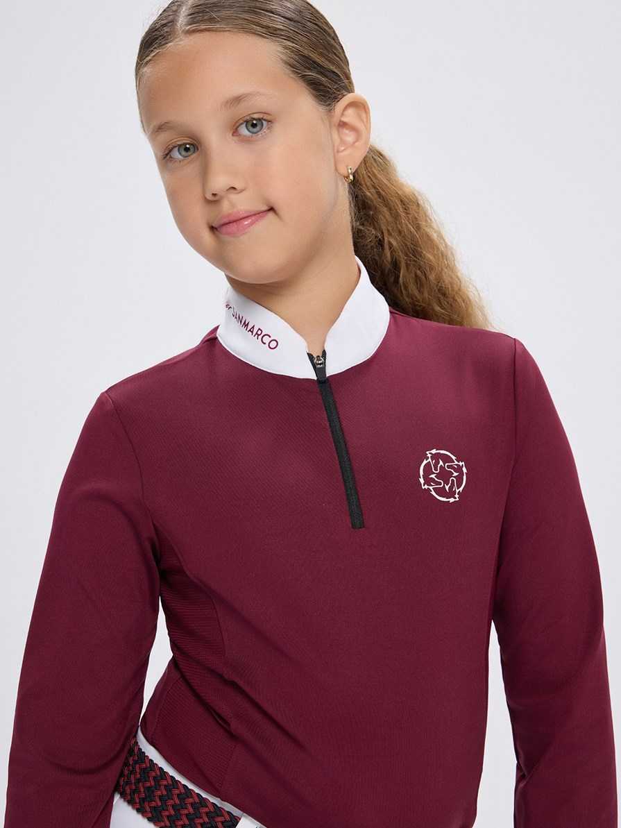 PAOLA-JR BORDEAUX GIRL'S COMPETITION POLO LONG SLEEVE 