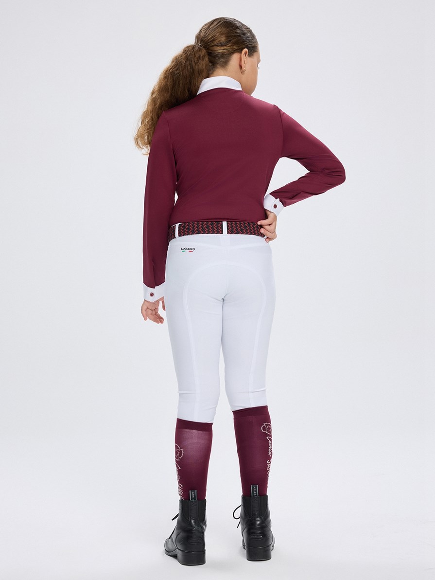 PAOLA-JR BORDEAUX GIRL'S COMPETITION POLO LONG SLEEVE 