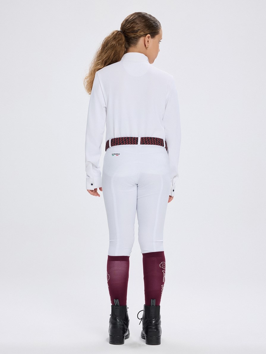 PAOLA-JR WHITE GIRL'S COMPETITION POLO LONG SLEEVE
