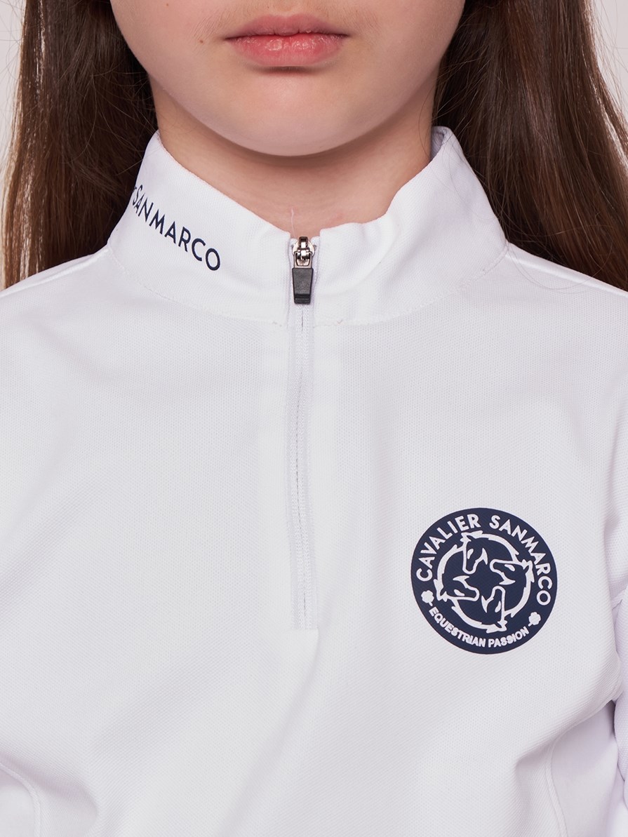 PAOLA-JR WHITE/NAVY KIZ ÇOCUK UZUN KOL YARIŞMA POLO