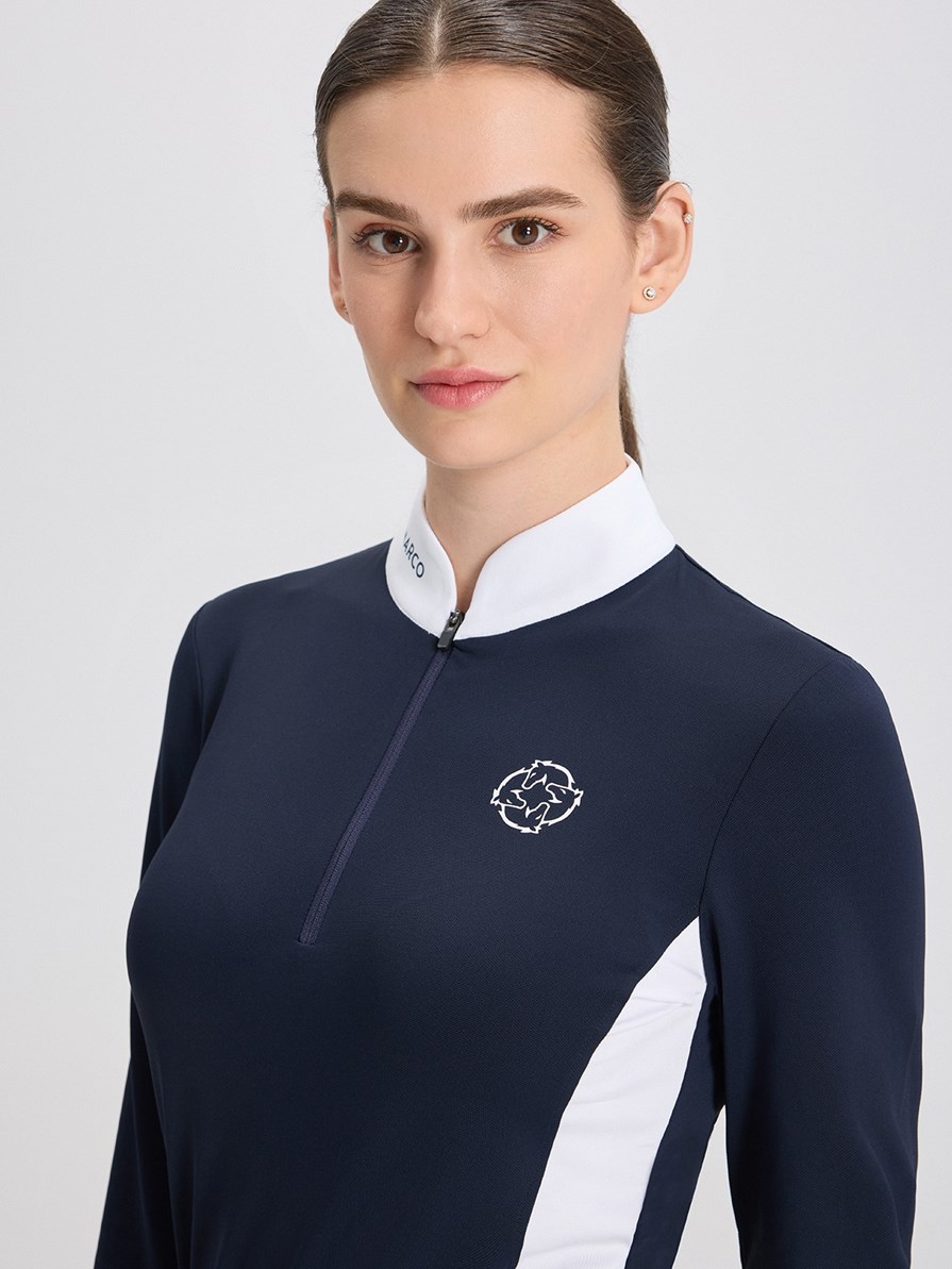 PAOLA NAVY/WHITE WOMEN'S COMPETITION POLO LONG SLEEVE