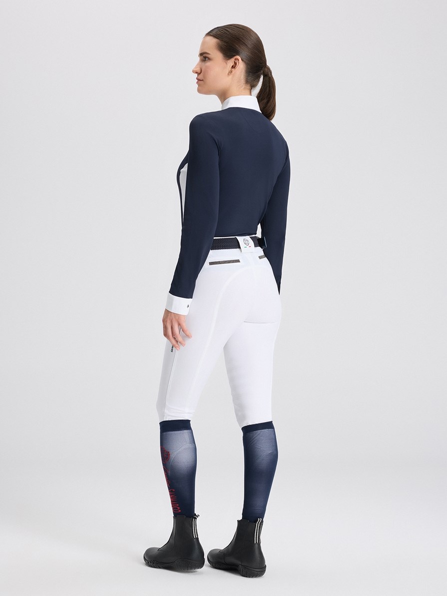 PAOLA NAVY/WHITE WOMEN'S COMPETITION POLO LONG SLEEVE