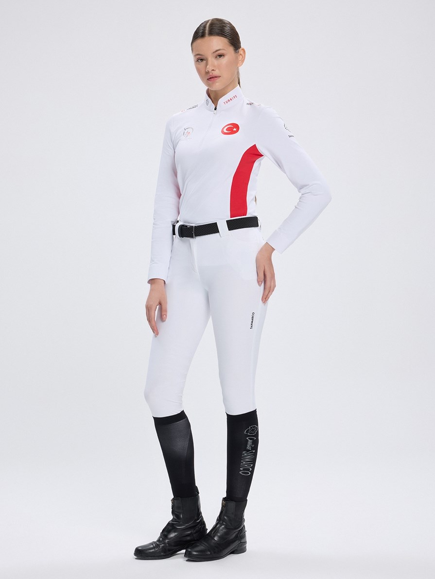 PAOLA-TBF WHITE/RED WOMEN'S COMPETITION POLO LONG SLEEVE X TEAM TÜRKİYE 