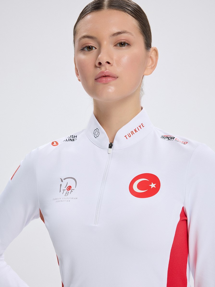 PAOLA-TBF WHITE/RED WOMEN'S COMPETITION POLO LONG SLEEVE X TEAM TÜRKİYE 