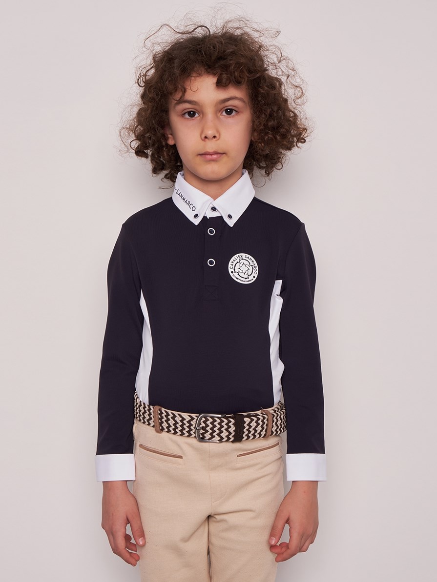 PAOLO-JR NAVY/WHITE ERKEK ÇOCUK UZUN KOL YARIŞMA POLO