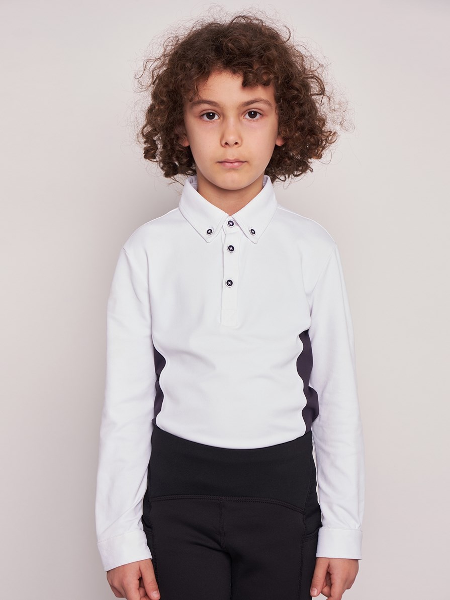 PAOLO-JR WHITE/NAVY ERKEK ÇOCUK UZUN KOL YARIŞMA POLO