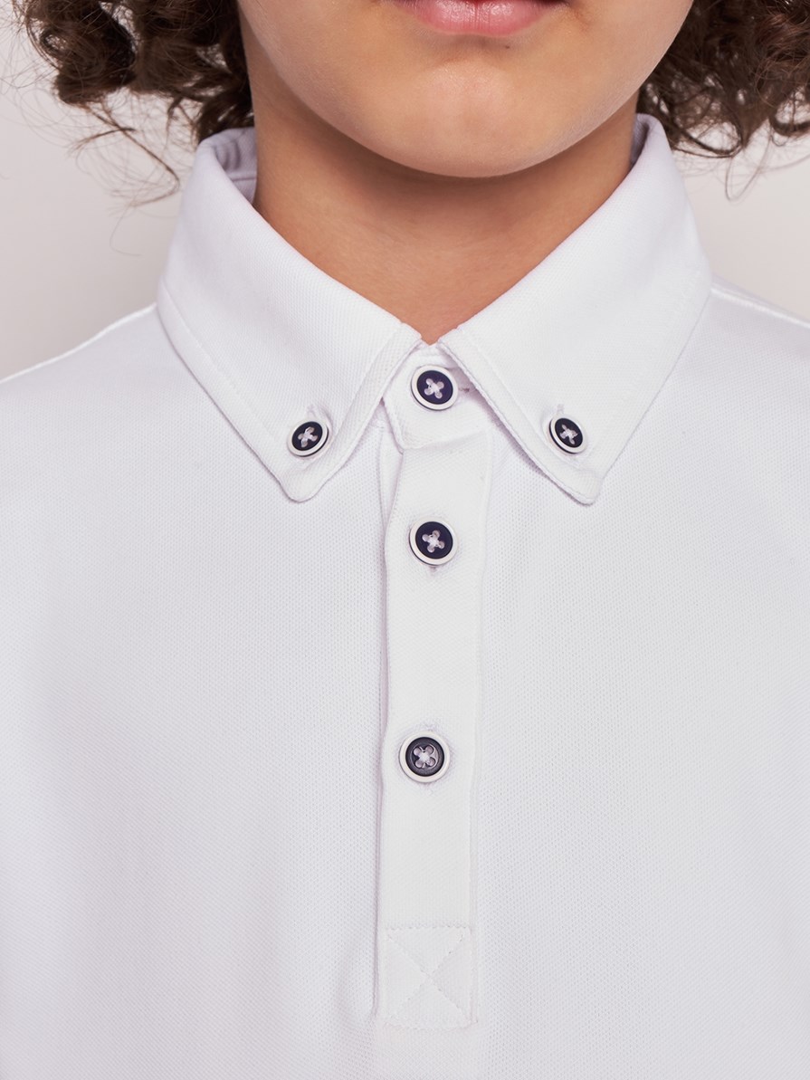 PAOLO-JR WHITE/NAVY ERKEK ÇOCUK UZUN KOL YARIŞMA POLO