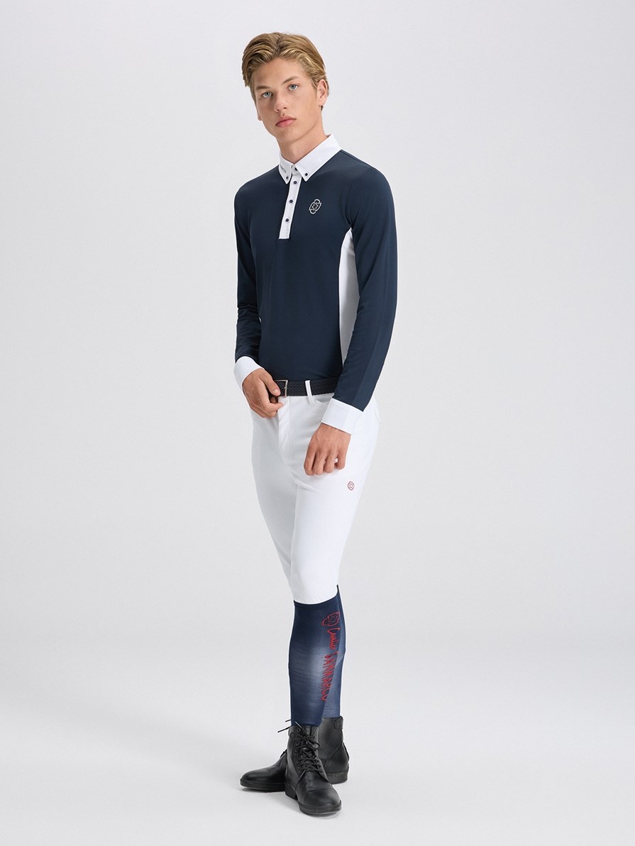 PAOLO NAVY/WHITE POLO DA CONCORSO UOMO MANICA LUNGA